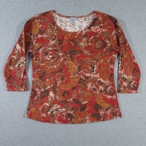 Habitat Women's Spiced Floral Cotton Knit Swing Top Size Small Oversized Relaxed